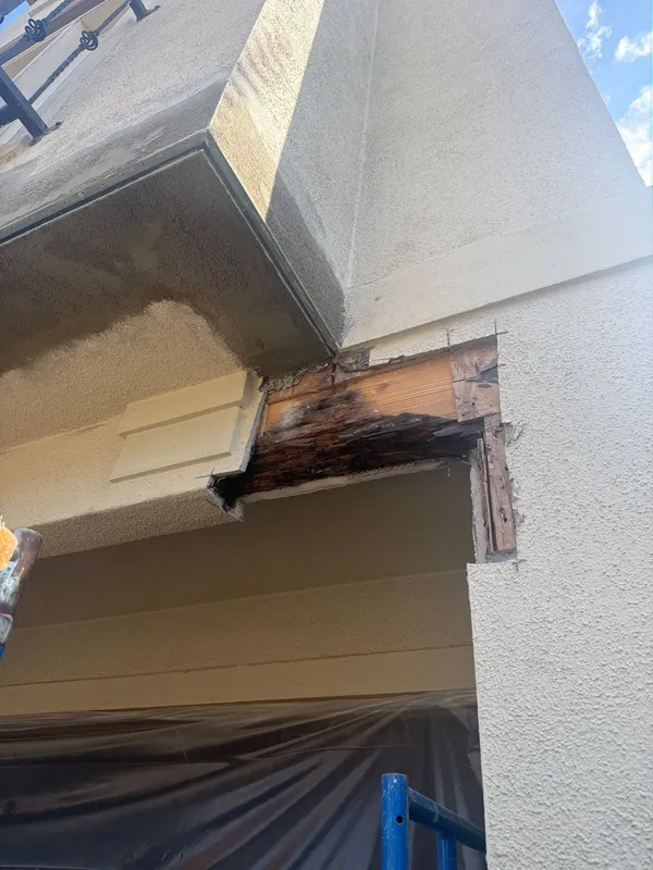 Opened section above a garage doorway