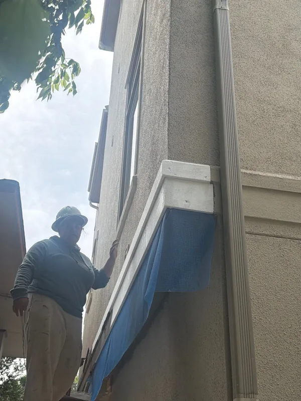 Exterior work accessed from a ladder