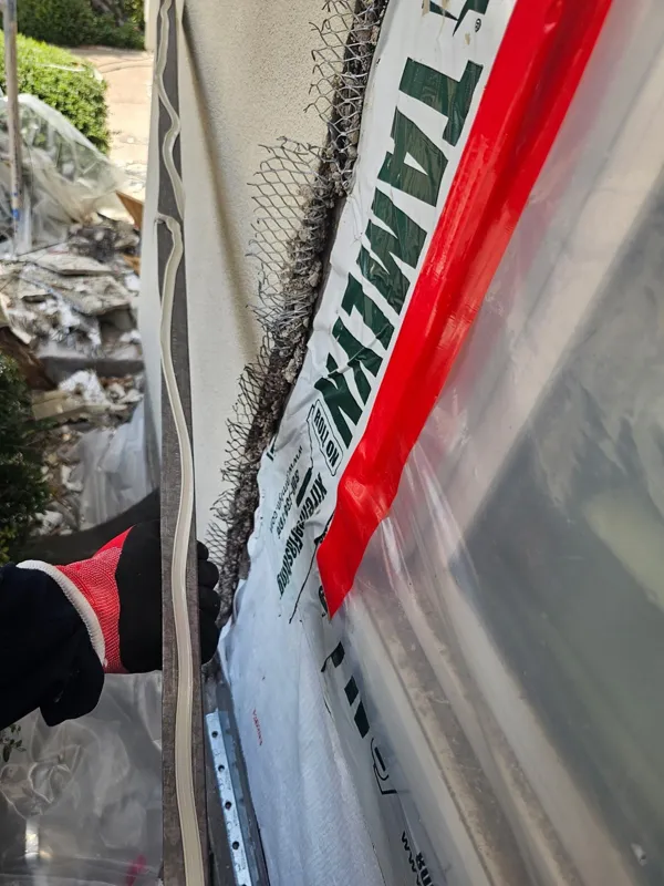 Window surround prepared for the next exterior layer