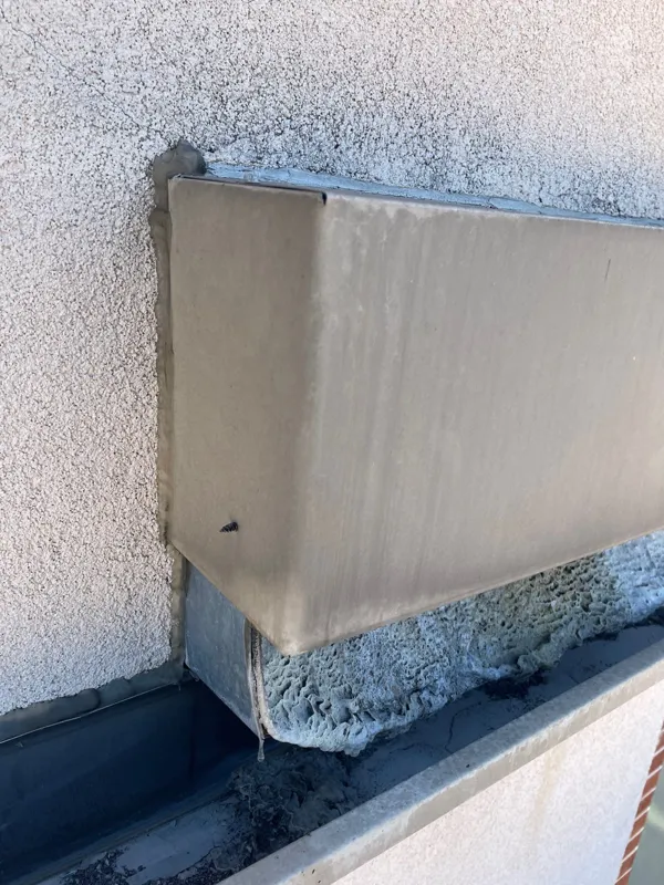 Stucco trim and edge near an exterior wall