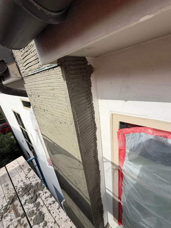Masked window and opened adjacent wall