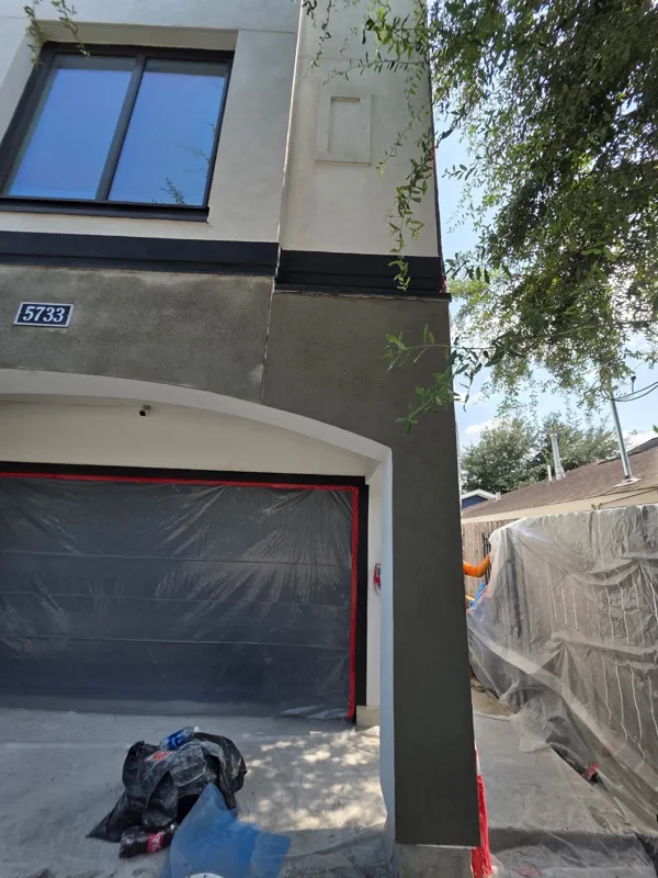 Front wall and garage opening during repair work