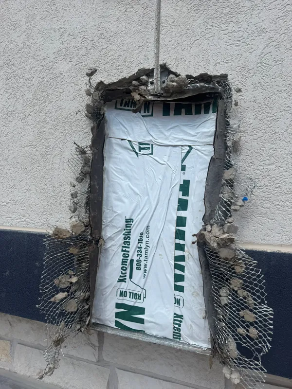 Weather barrier covering the localized opening