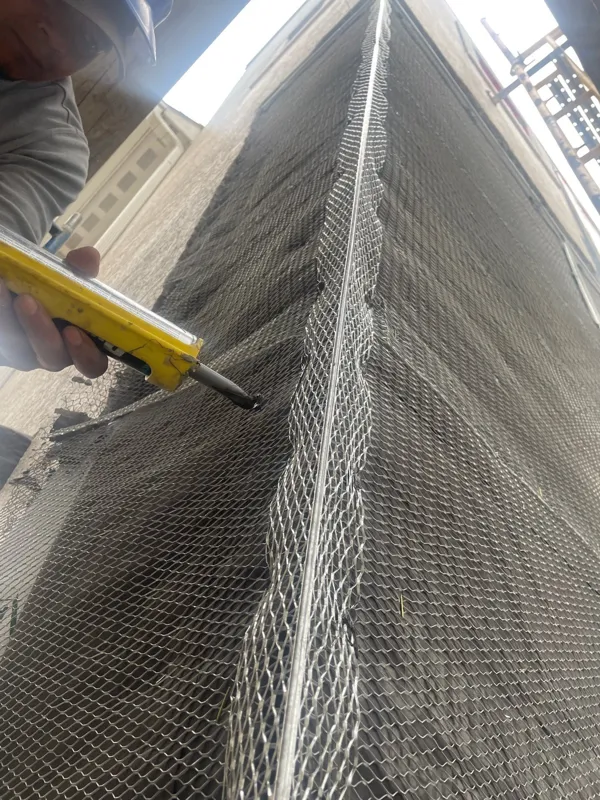 Metal lath wrapping an exterior corner