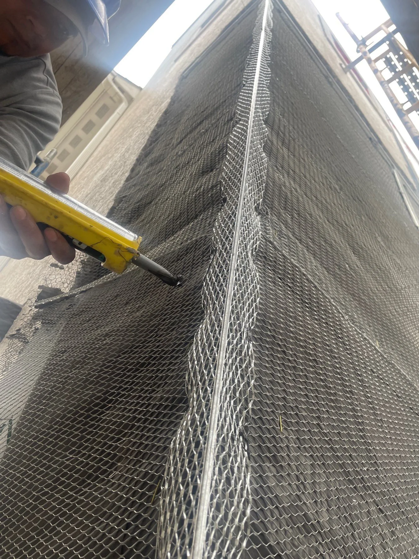 Metal lath wrapping an exterior corner