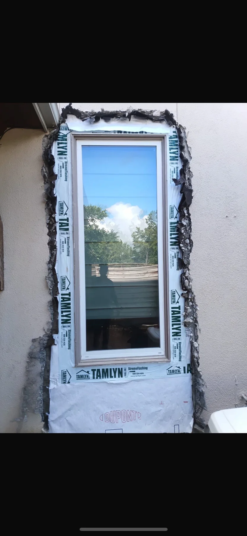 Protected window and exposed repair area