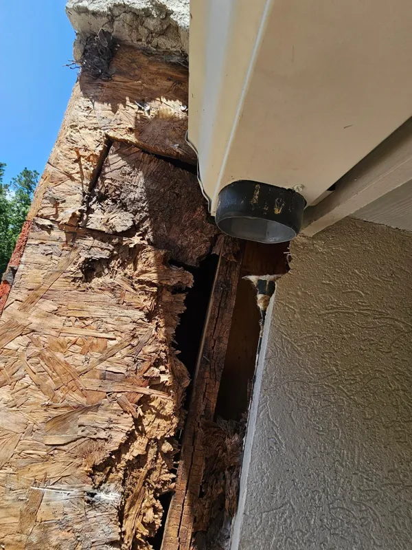 Opened stucco around an outside corner