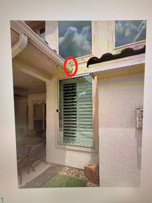 Upper window area marked for exterior attention