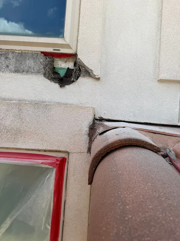 Protective masking around an exterior window