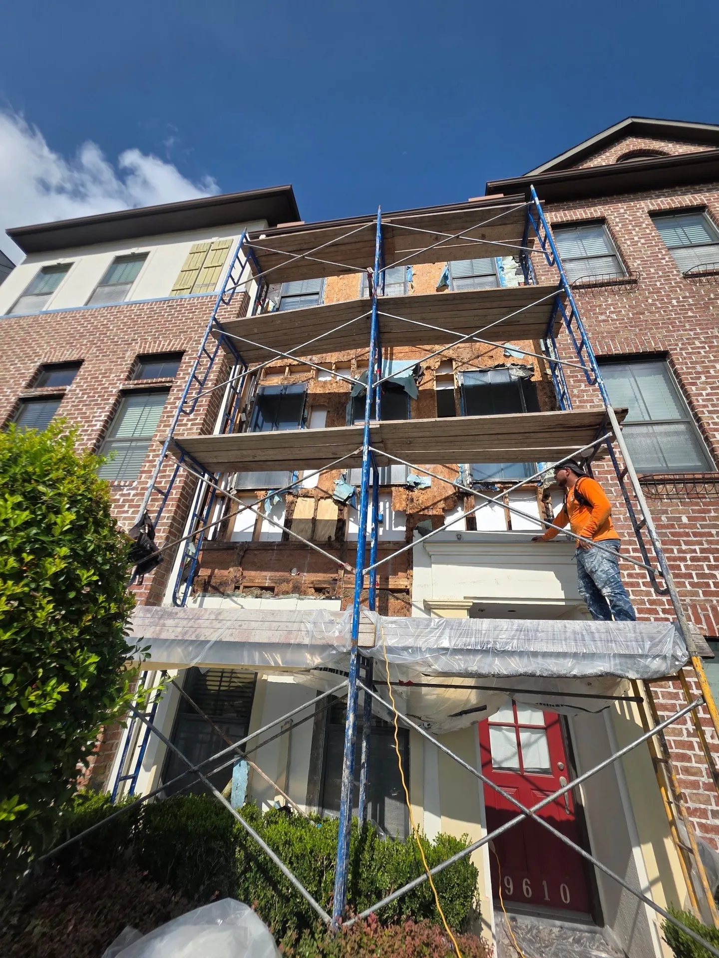 Exterior wall opened during a Monolite moisture-intrusion repair